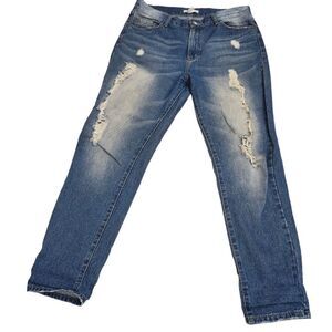 Glamorous women's distressed‎ light blue jeans sz LG